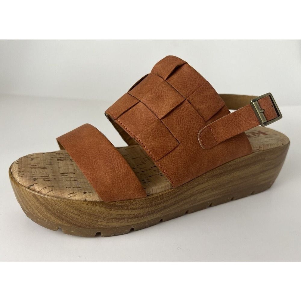 Korks Kork-Ease Women's Fraya Wedge Slingback Orange Platform Sandal Size 8
